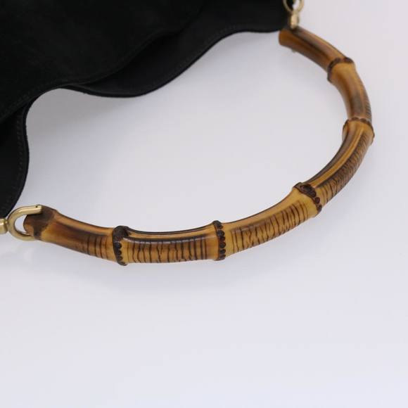 GUCCI Bamboo Hand Bag Suede 2way Black Auth ar9709B - Picture 7 of 16